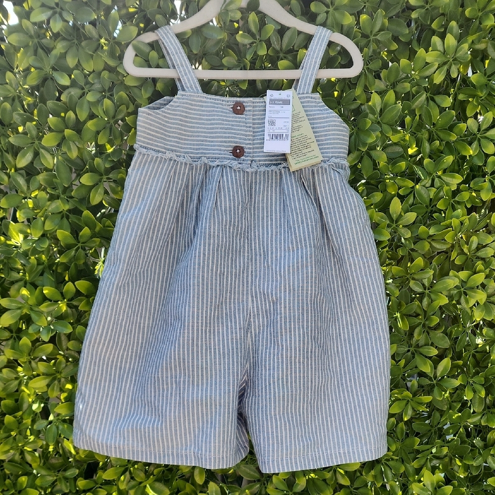 United Colors Of Benetton Blue and White Jumpsuit with Adjustable Straps